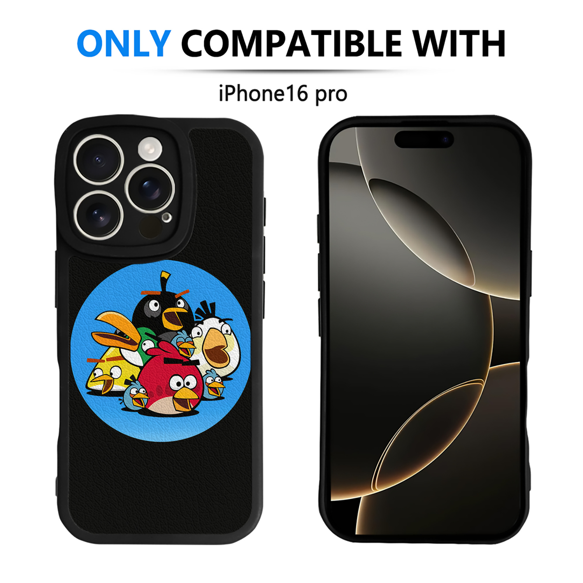（画像用） Angry Birds アングリーバード 【iPhone 16シリーズ対応】シリコンスマホケース（レザー調） 材質：シリコン